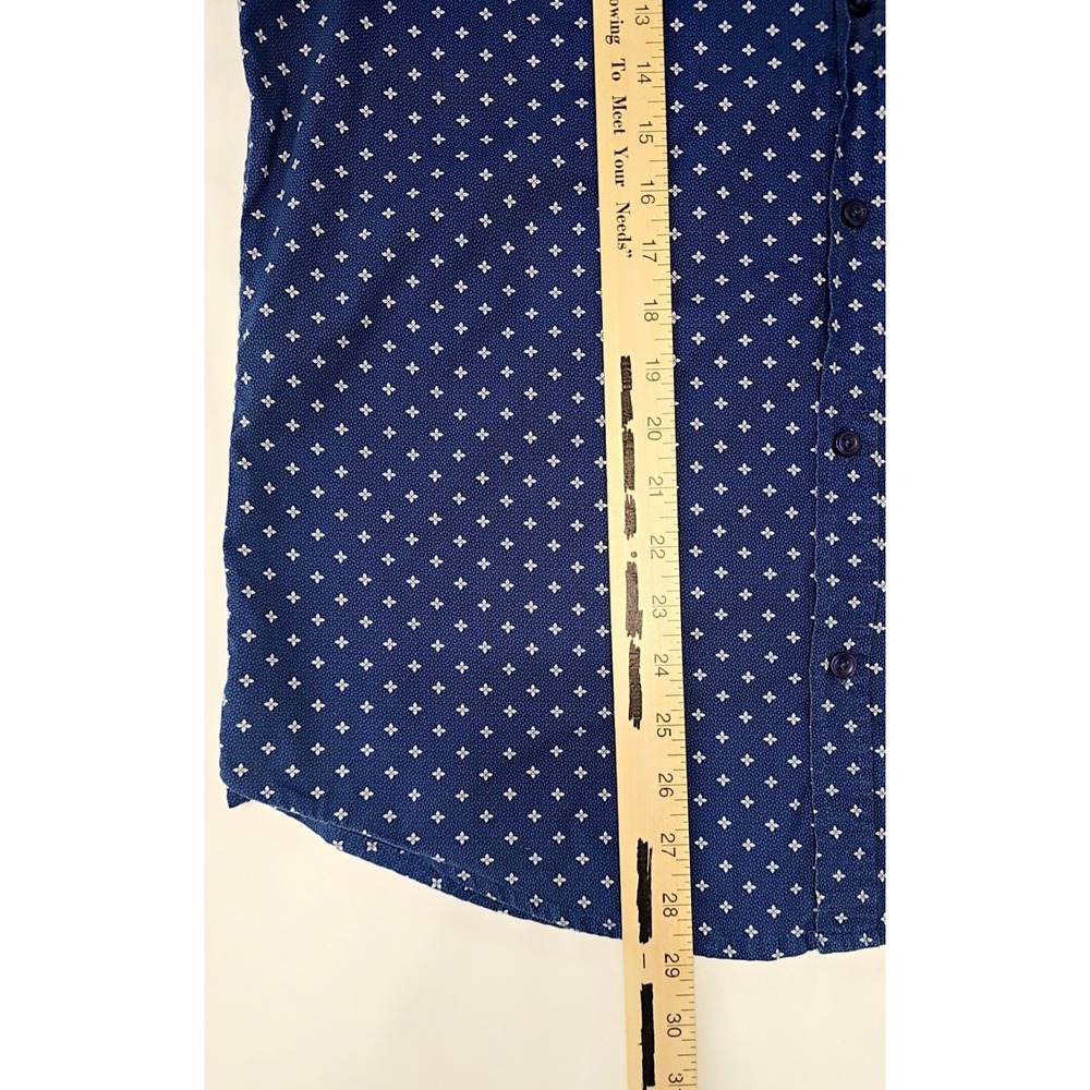 Rugby University Men's Blue Design Cotton Button Up Shirt Large - Picture 6 of 8
